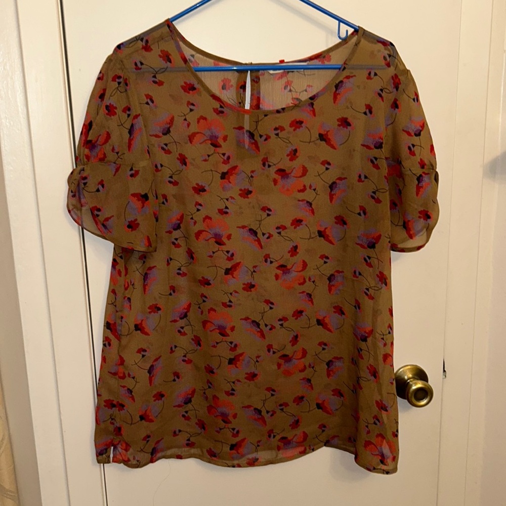 Brown floral blouse